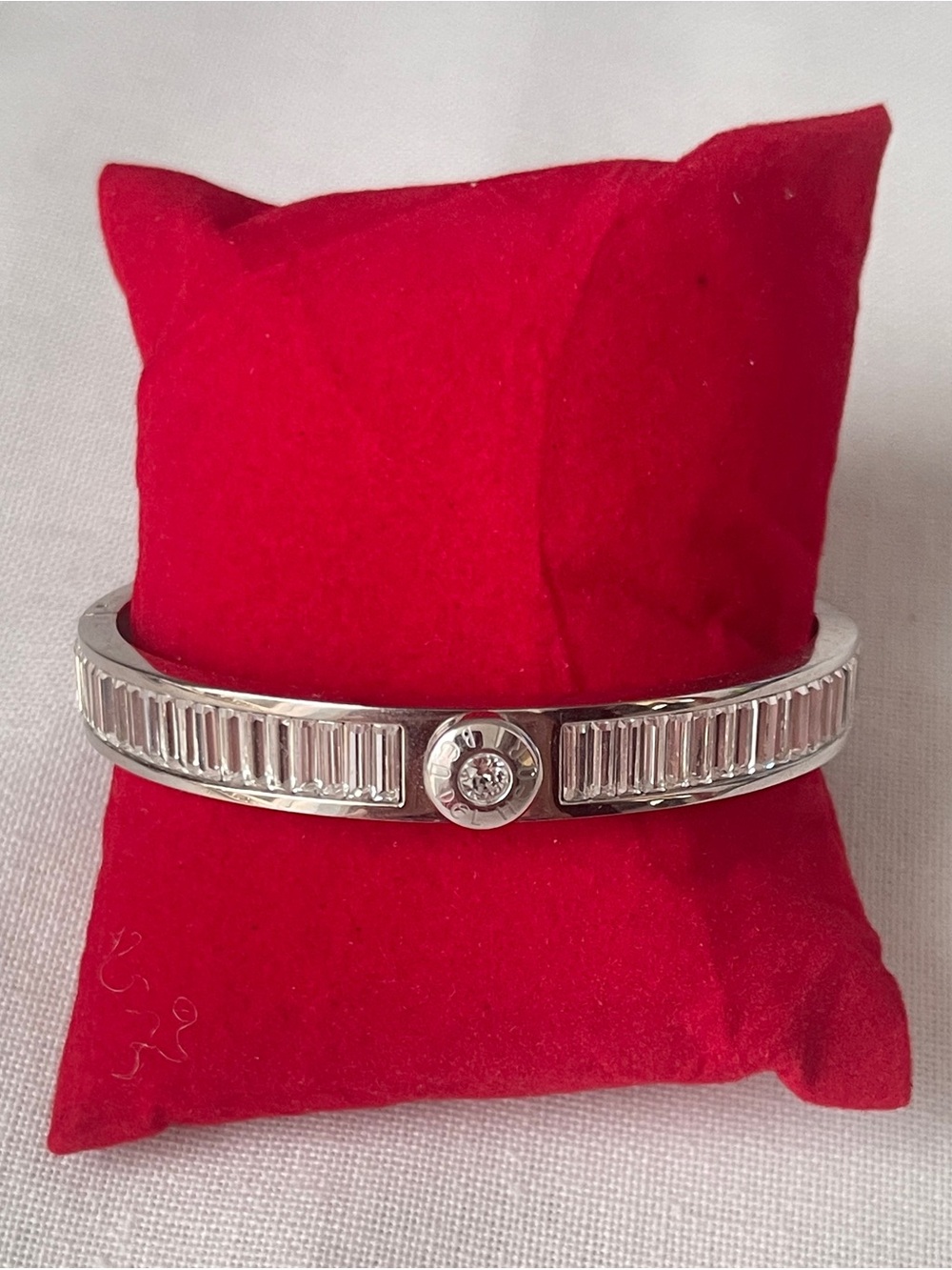 henri bendel Silver Baguette Crystal Hinged Bracelet